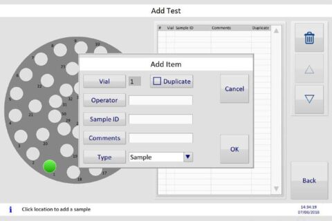1. Place sample in carousel and select location